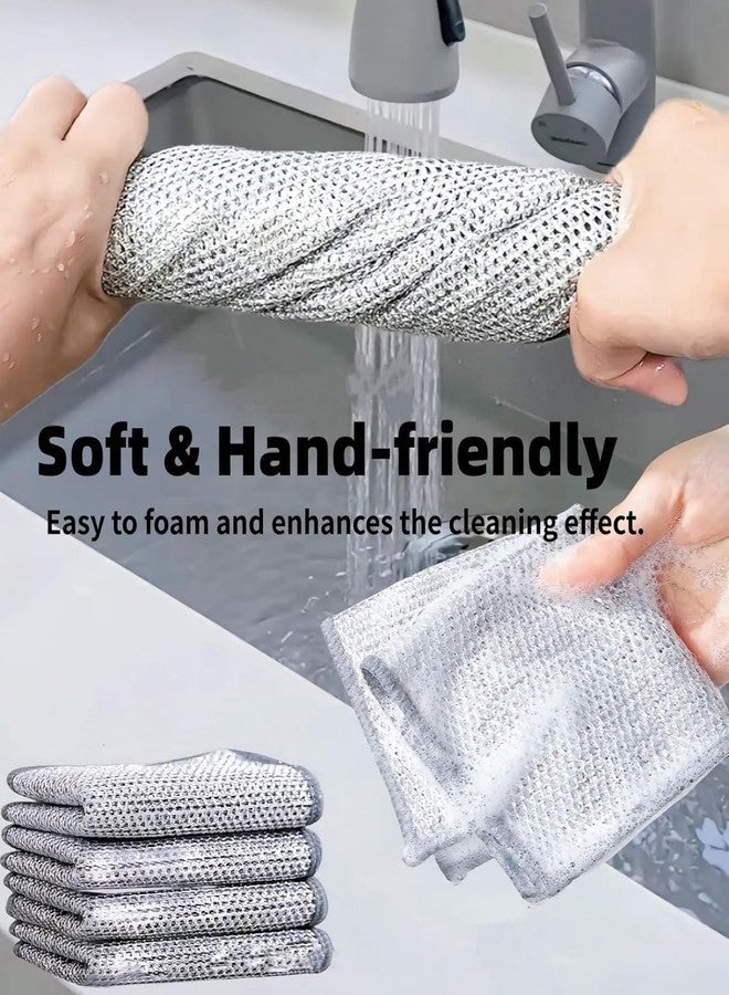 Feelon مناشف أطباق سلكية غير قابلة للخدش وفرشاة تنظيف الفجوات من فيلون، طبقتان مع مناشف غسيل أطباق سلكية متعددة الأغراض للتنظيف الرطب والجاف، سهلة الشطف، قابلة لإعادة الاستخدام، للمطبخ، الأحواض، الأواني، المقالي (5) - Image 5